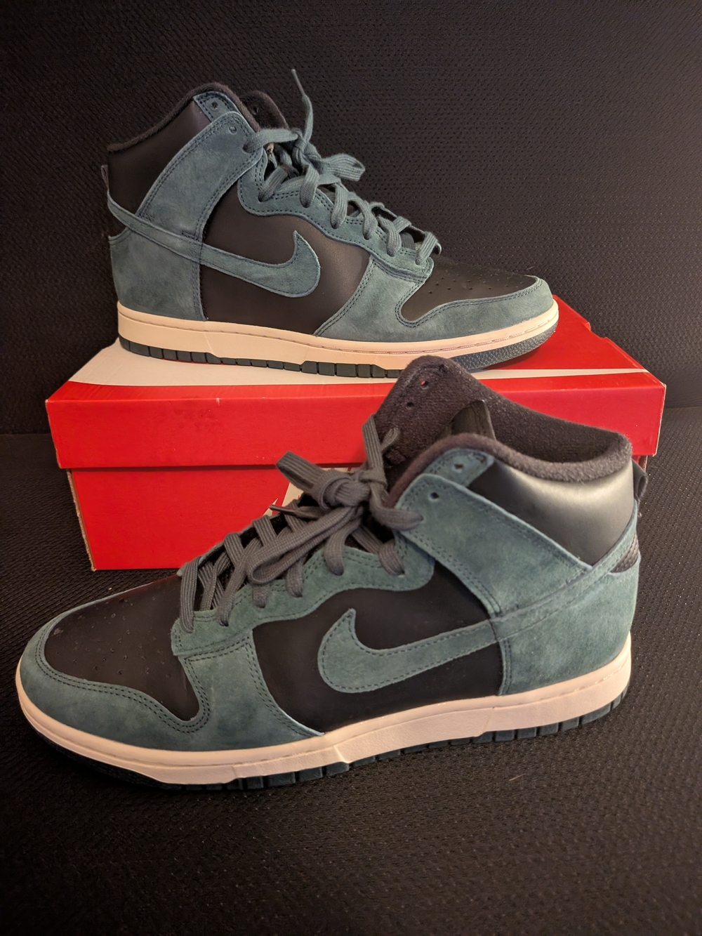 Nike Dunk Hi Retro PRM High Top Sneaker Faded Spruce Black/Blue DQ7679-002